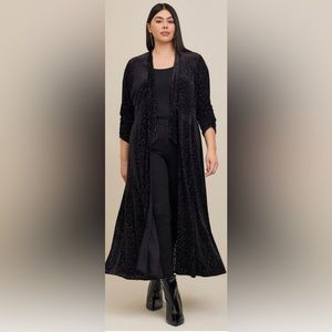 Mesh Burn Out Maxi Kimono